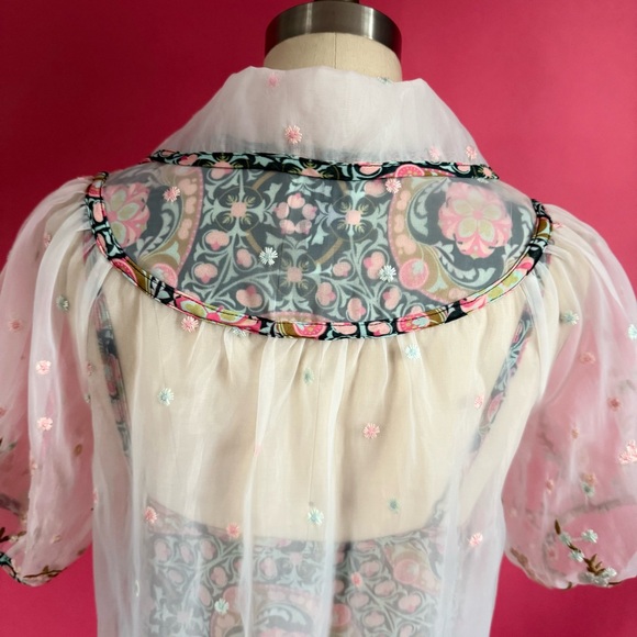 *NWT* Anna Sui Statement Floral Embroidered Puff Sleeve Coquette Midi Dress XS - Picture 10 of 17